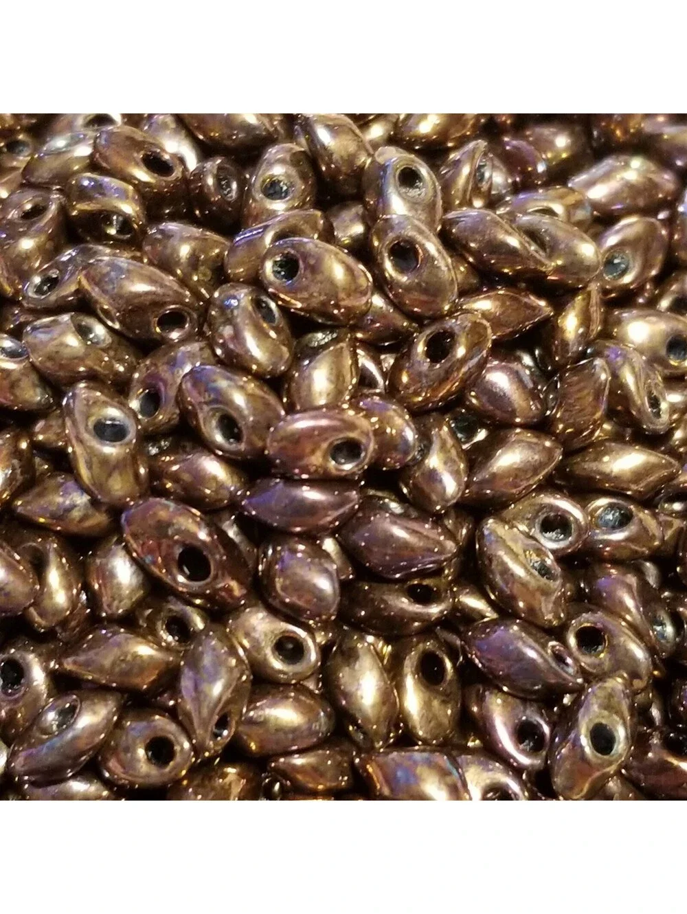 50 Japanese Magatama Metallic Copper Glass Beads 6-7g